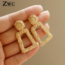 ZWC, новые модные трендовые большие винтажные металлические серьги для женщин, золотые, серебряные, геометрические массивные серьги-капли, Висячие ювелирные изделия
