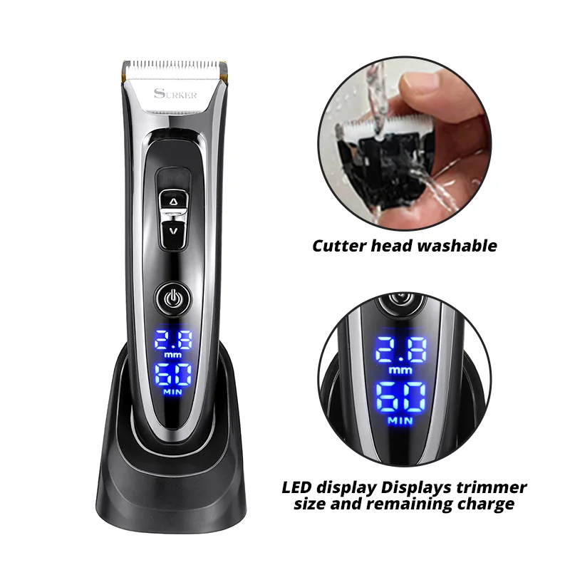 Preise Professionelle Wiederaufladbare Elektrische Haar Clipper Bart Rasierer Haar Trimmer mit Digital Led anzeige Männer Cordless Haarschnitt Maschine