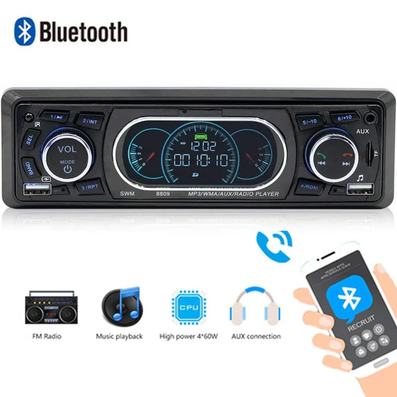 Автомагнитола 1 Din стерео аудио Bluetooth кассетный плеер 8809 дистанционное управление