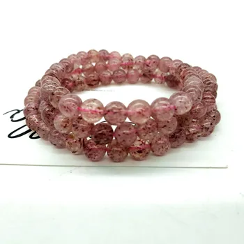 

Gem stone bracelet crystal quartz bracelet strawberry healing stone for crafts