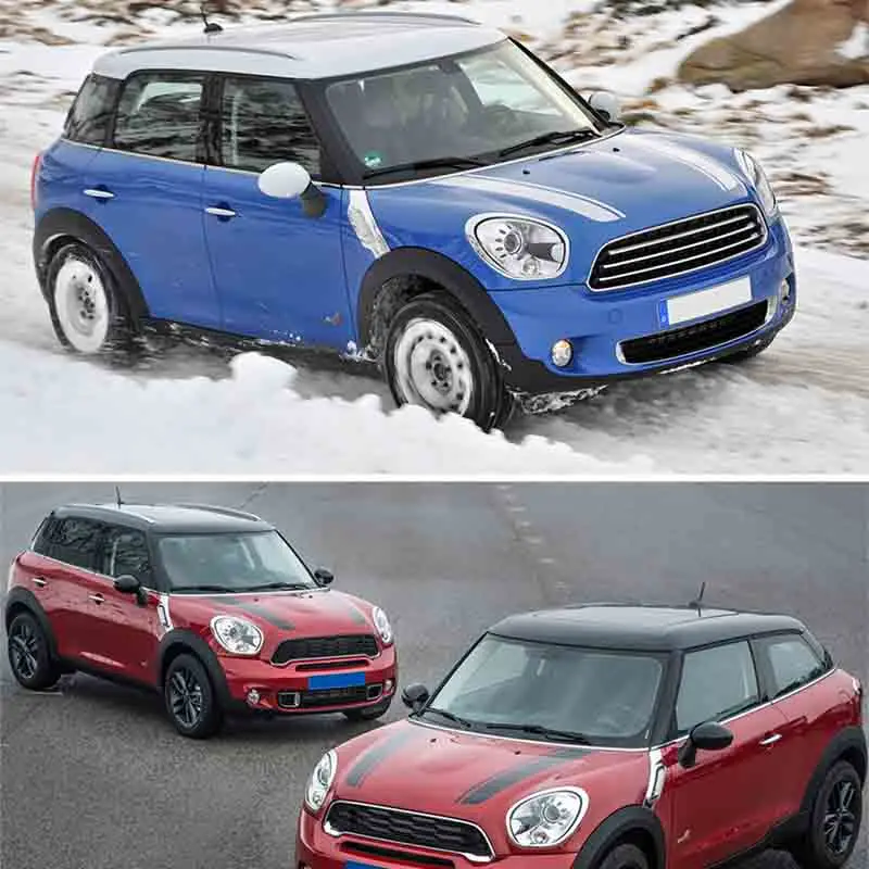 Автомобильные наклейки в полоску с капюшоном для автомобиля Стайлинг MINI Cooper S