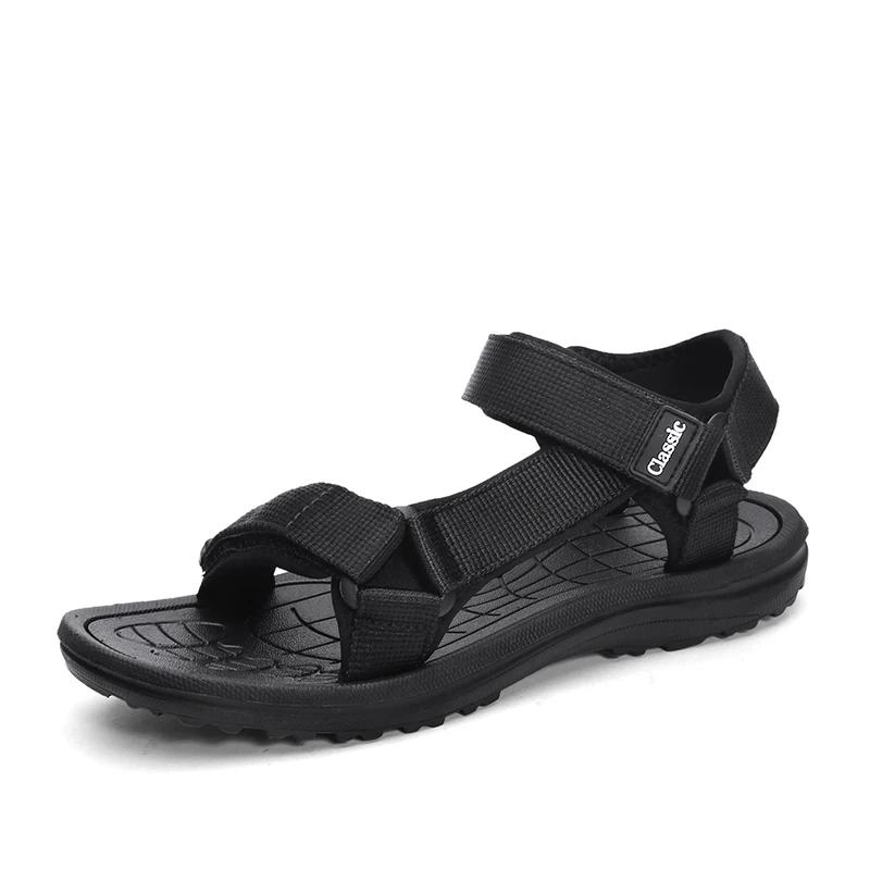 Летние мужские сандалии; уличная модная обувь; сандалии для мужчин; удобные пляжные сандалии; мужская повседневная обувь; Heren Sandalen - Цвет: Черный