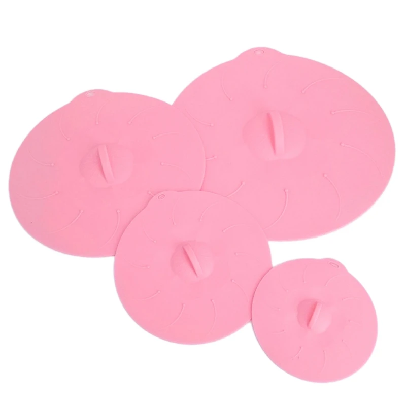 Pink 4 шт пищевого силикона свежая крышка кухня Бытовая еда Фрукты свежесть крышки - Цвет: Pink