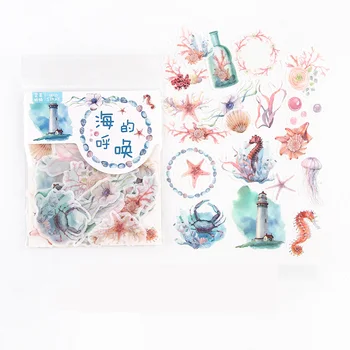 

40 pcs /Bag Seaside Whale Seahorse Diary Decorative Stickers Album Paper Hand Account Decor