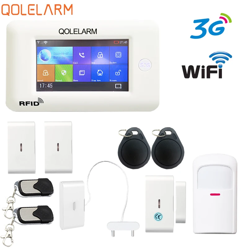 3G WIFI mid house QOLELARM 4,3 дюймов сенсорный экран RU ES EN PL DE меню беспроводная домашняя безопасность 3g wifi GSM GPRS сигнализация RFID приложение дистанционное управление - Цвет: 3G WIFI mid house
