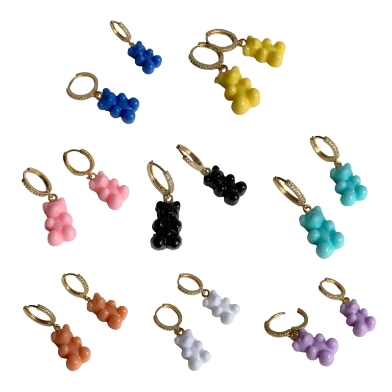 

Симпатичные Красочные серьги-гвоздики в форме медведя, нежные пластиковые серьги в форме медведя, безопасная булавка, гипоаллергенные ювелирные изделия для подростков