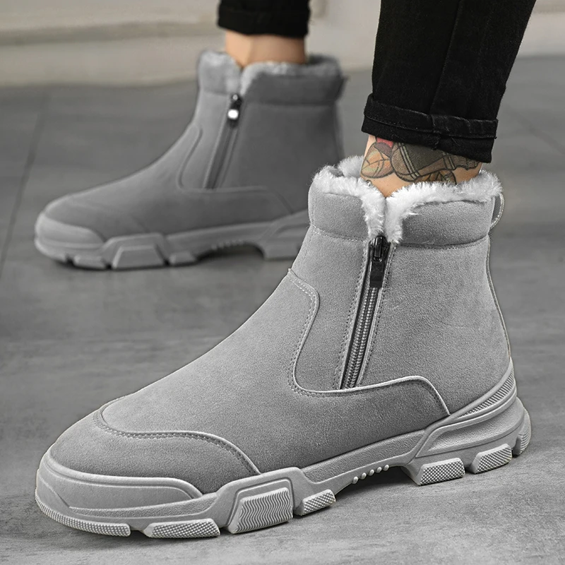 Мужские ботинки Martin; botas hombre; модные теплые зимние ботинки с Плюшевым Мехом; мужские удобные мягкие рабочие зимние ботинки с высоким берцем для отдыха; AODLEE