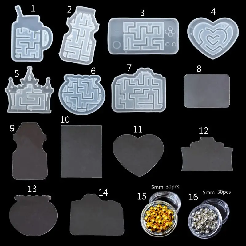 

Handmade Maze Quicksand Pendant Resin Mold Labyrinth Fish Tank Castle Camera Keychain Resin Silicone Mold Jewelry Tools
