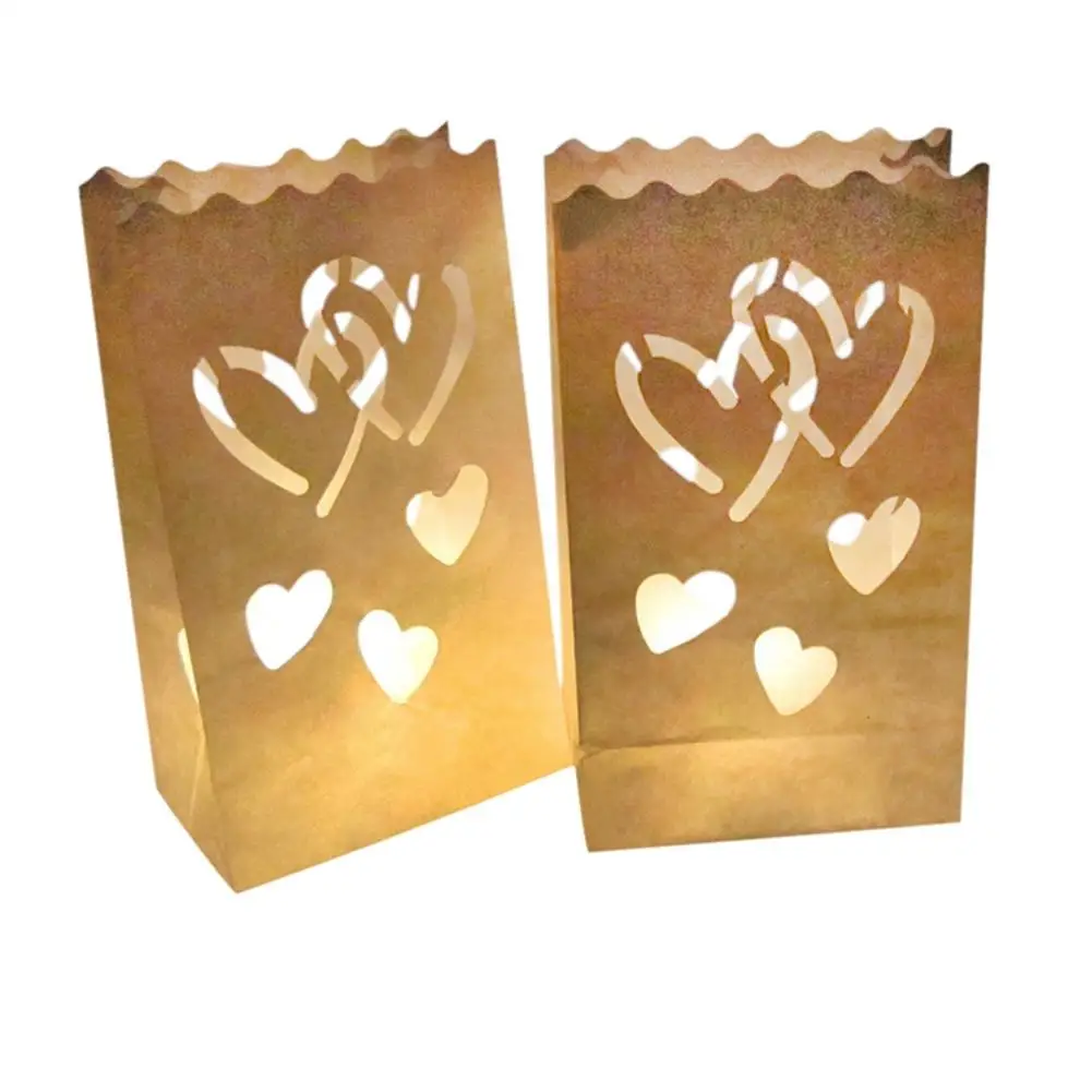 

10PCS Double Heart Shaped Candle Bags Candle Bag Festival Party Decorations