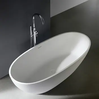 

Modern CUPC/CE white artificial stone bathtub soaking freestanding oval bathtubs