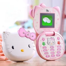 Милый мини-телефон hello kitty для девочек K688+ четырехдиапазонный флип-мобильный телефон с мультяшками разблокированный детский мини-телефон с двумя sim-картами
