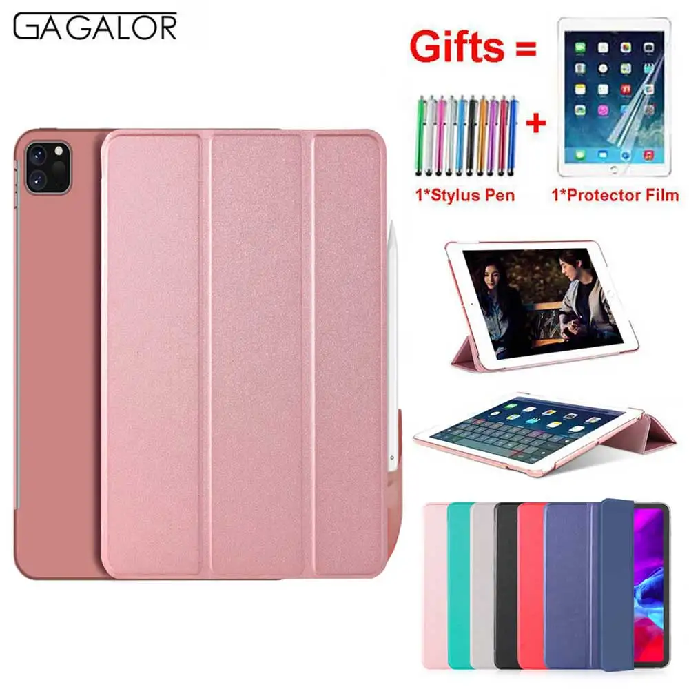 

For iPad Pro 11 2020 Case with Pencil Holder Trifold Stand Magnetic Smart hard Cover for iPad 2th generation Funda With Pen+Film