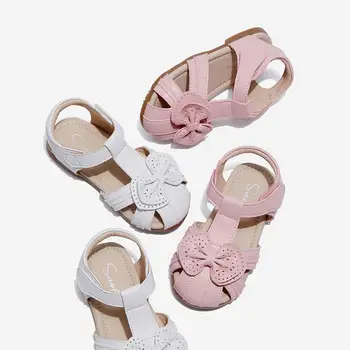 

Summer Hot Sale Girls Kids Toddler Bow Knot Baotou Breathable Beach Sandals No-slip Light Comfortable Soft Sole Princess Shoes