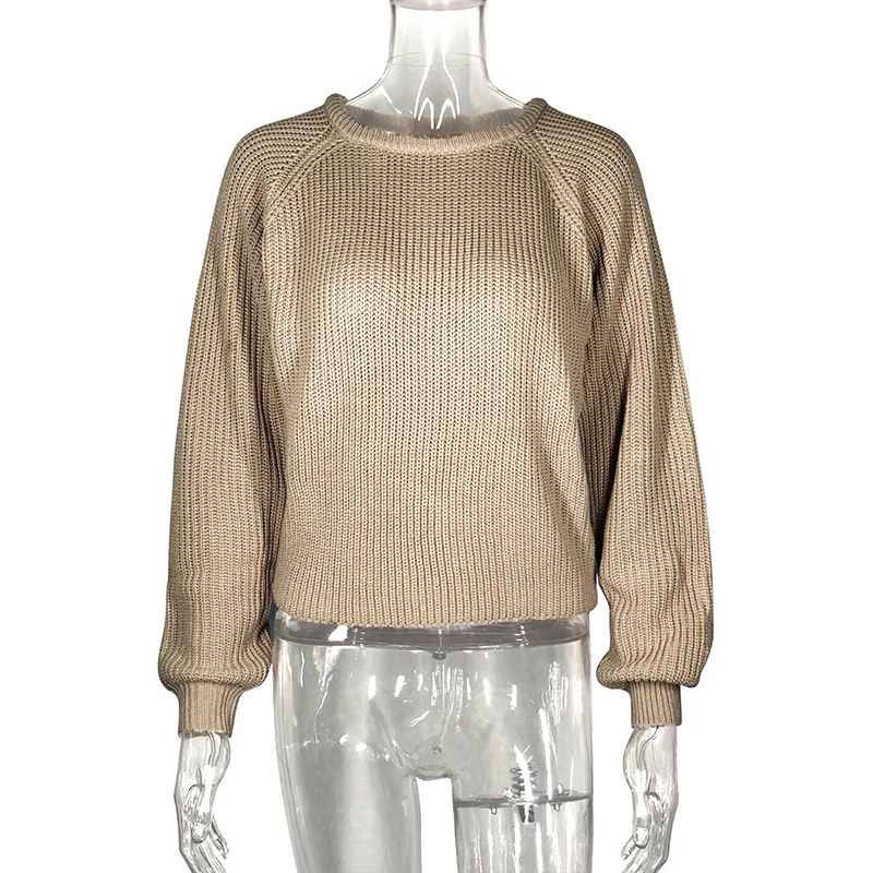 Simenual Casual Fashion Knitted Sweater Women Autumn Winter Pullovers Jumpers Solid Basic Long Sleeve Slim Khaki Sweaters