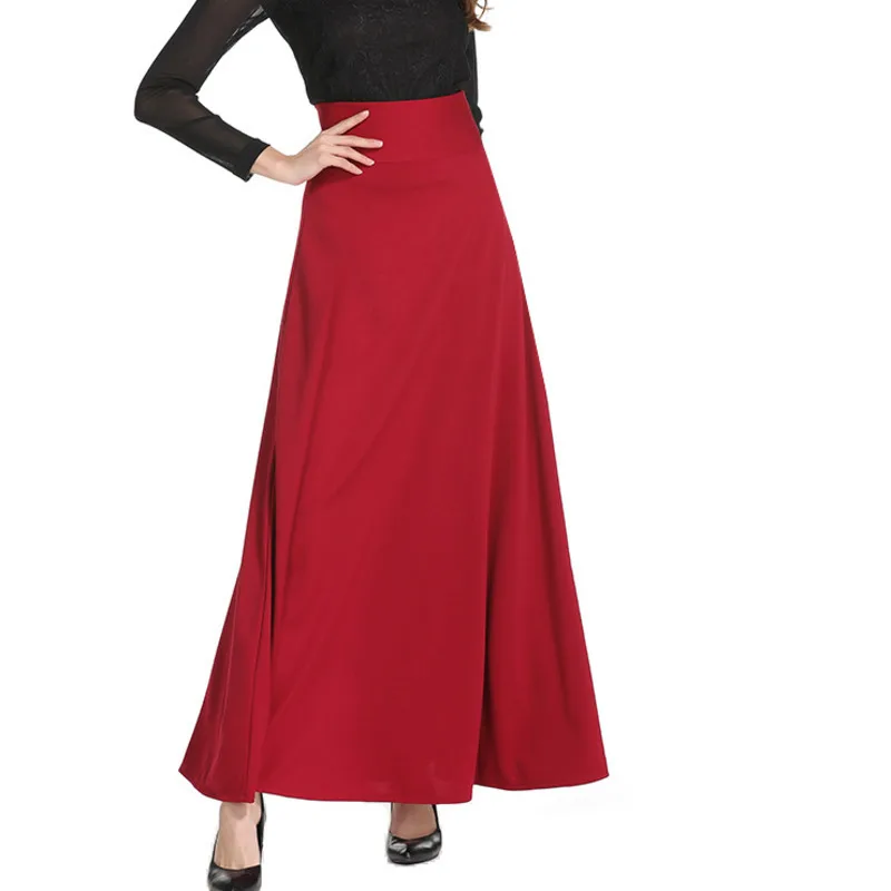 1507 весенние юбки с высокой талией для женщин, большие размеры, винтажные длинные юбки для дам, летние хлопковые красные и черные юбки, женские пляжные юбки в стиле бохо