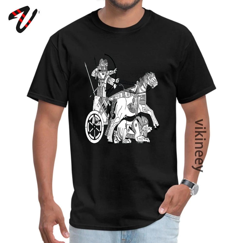 Geek Assyrian Chariots of War Round Neck T Shirts April FOOL DAY Tops Tees Short Sleeve for Men Family Pure Cotton Gift T Shirt Assyrian Chariots of War 1999 black