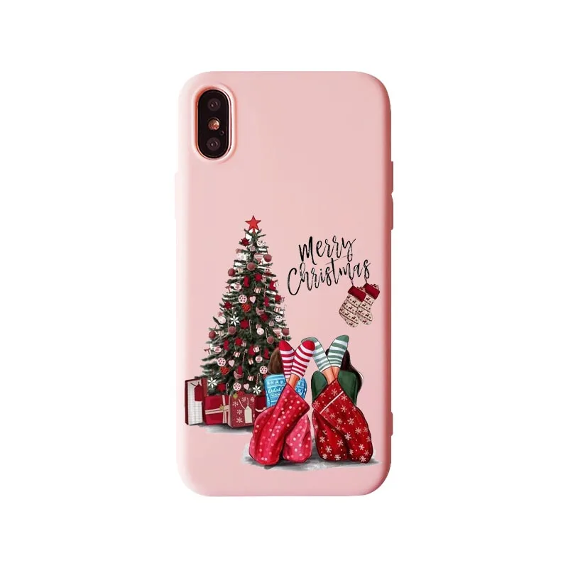 Vogue чехол для девушек для iPhone 11Pro Max XS MAX XR Merry Christmas new year elk розовый мягкий Рождественский подарок девочка телефон чехол для iPhone SE 6 6S Plus 7 8 Plus