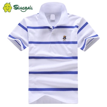 

SINGBAIL T Shirt Kids Clothes Turn-Down Collar Baby Boy Summer Top Tshirt Color Stripes Vetement Enfant Fille Camisetas Fnaf New