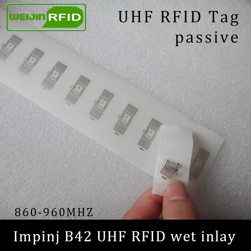 UHF RFID наклейка Impinj B42 влажная инкрустация 915 МГц 900 868 МГц 860-960 МГц EPCC1G2 6C смарт-клейкая Пассивная RFID бирка