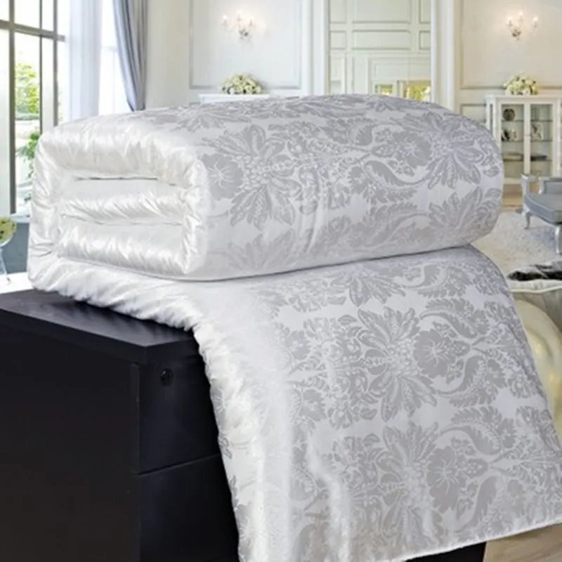 

New Natural Mulberry Luxury Silk Comforter Duvet Hand-made Twin Queen King Full size Blanket Quilt jacquard Bedding in Filler