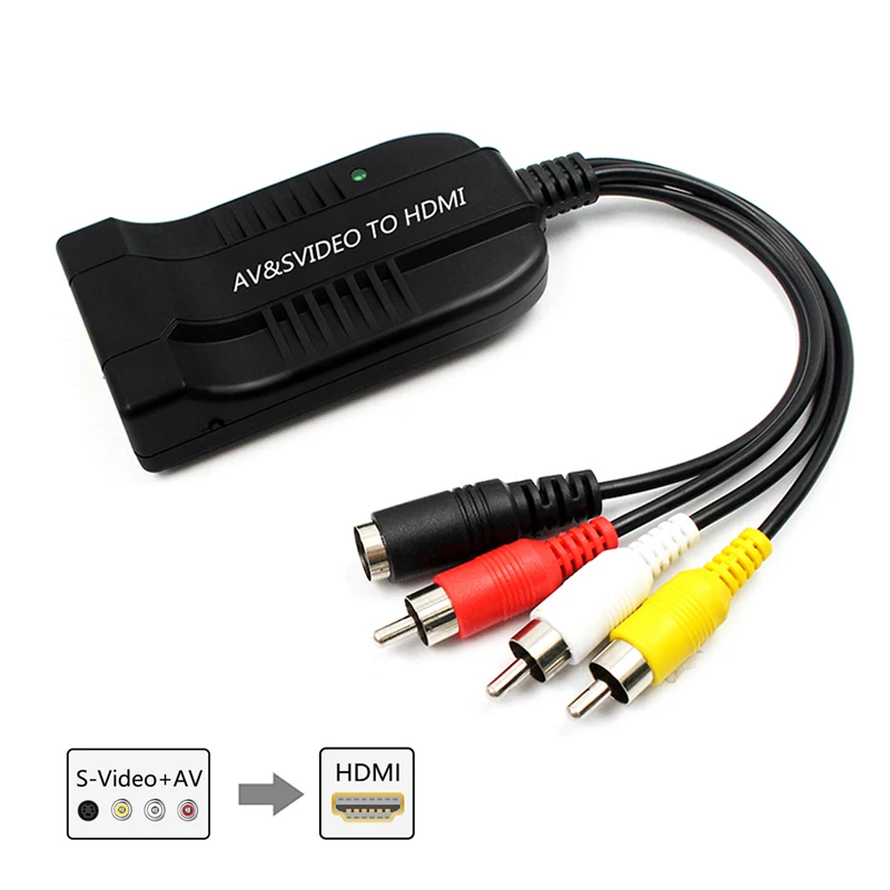Cvbs Av 3Rca S-Video A Hdmi Audio Converter Swither Adattatore 1080P Con Tasto Di Interruttore Per Hdtv Tv Vhs Vcr Dvd Recorder