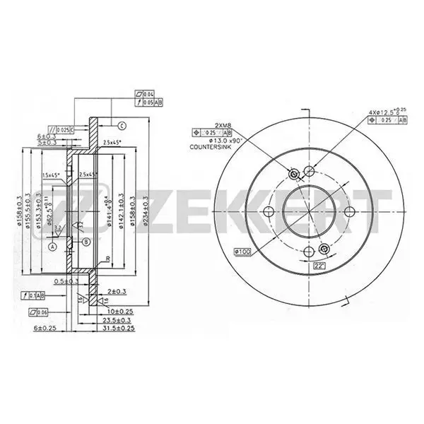 Диск торм. зад. Hyundai i10 07- Kia Picanto(BA TA) 04 ZEKKERT