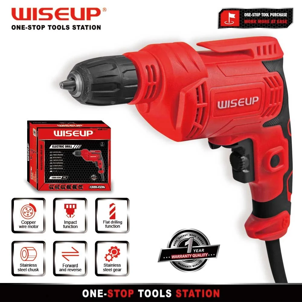 WISEUP 220V Professional Impact Drill 2 Functions Electric Rotary Hammer Mini Drill Screwdriver Power Tools For Home DIY 9 functions mini handheld otdr vfl power meter ols novker otdr nk3200