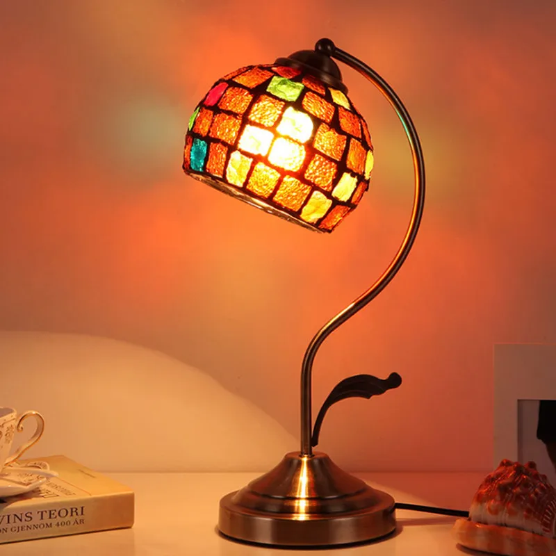 Mosaic stained glass lamp Bedroom Living room Bed side tiffanylamp Tiffany lamp shades vintage table lamp fixtures