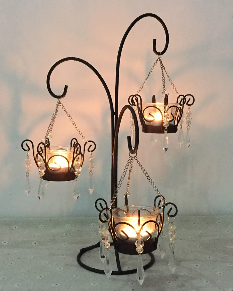 С украшением в виде кристаллов Tealight подсвечники подсвечник Nordic украшения дома подсвечник Фонари Стекло LLC148