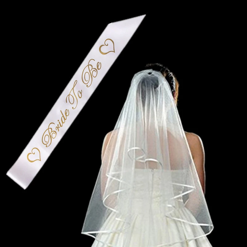 ZC14-Strap Love Veil Девичник вечеринка Свадьба вуаль свадебный душ украшения принадлежности Свадебный декор Подружка невесты Команда Невесты быть атласные кушак девичник Вечерние - Цвет: ZC14-Strap Love Veil