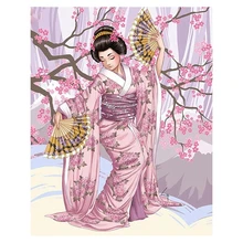 DIY фото на заказ 5D алмазная картина Полная площадь круглая дрель наборы вышивки крестом мозаика Алмазная вышивка японское кимоно женщина AA1870