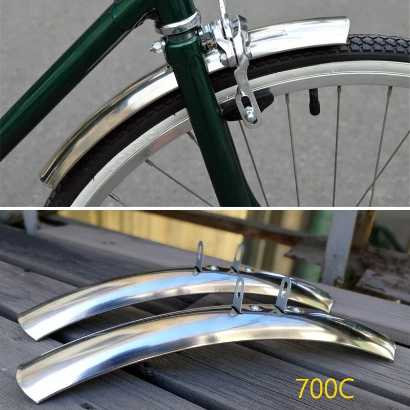 1 set Retro Bike Front Rear Fenders 700C 23C 25C Stainless Steel Mud