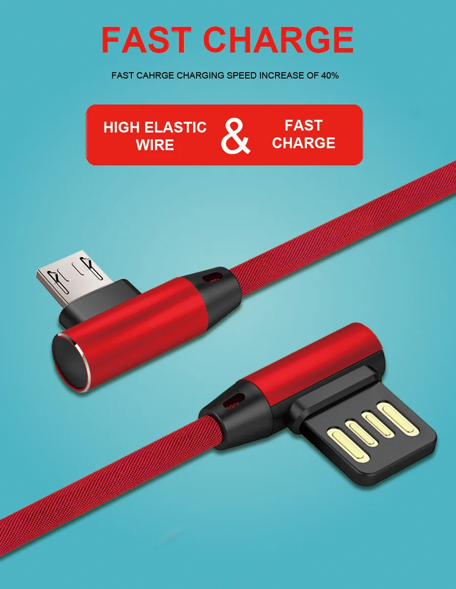 PINZHENG 90 градусов 1 м Micro Usb кабель мобильного телефона Быстрая зарядка Usb кабель для передачи данных для samsung Xiaomi Android Microusb шнур Кабели