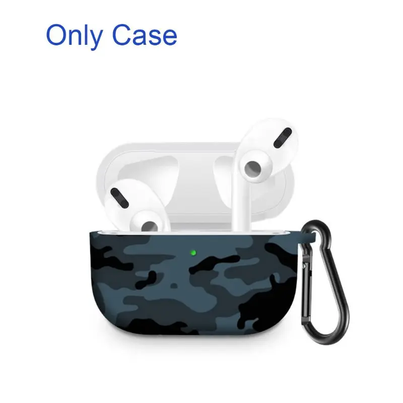 Многоцветный Защитный силиконовый чехол с карабином для Airpods Pro qyh - Цвет: Хаки