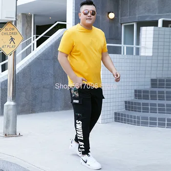 

Short Sleeve T Shirt Men Sports Suit Trend Trousers Handsome One Set Loose Plus Fat Plus Size Tide T T-shirt