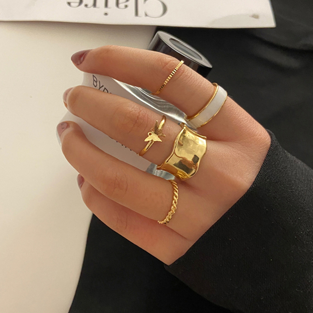 Fashion Butterfly Rings For Women Men Gold Silver Color Lover Couple Butterfly Ring Set Opening Engagement Wedding Jewelry