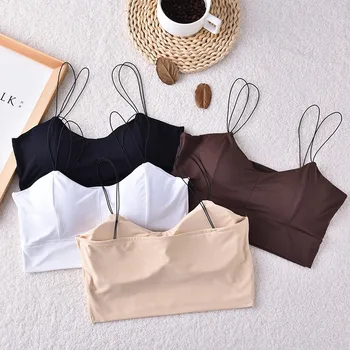 

Summer Women Push Up Bras Padded Ice Silk Beauty Back Bras Underwear Crop Top