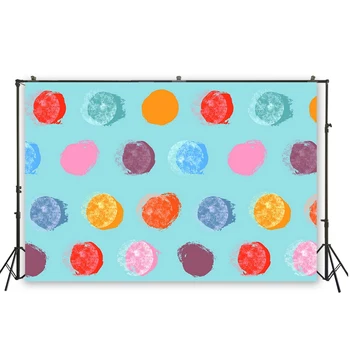 

HUAYI Beautiful Colorful Dots With Blue Pure Color Background Photography For Baby Shower Photoshoot Photography Props D-5655