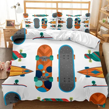 

Scooter Bedding Set King Size Roller Skating Duvet Cover Double Bed Quilts Colourful Bedclothes Play Game Teenager Home Textiles
