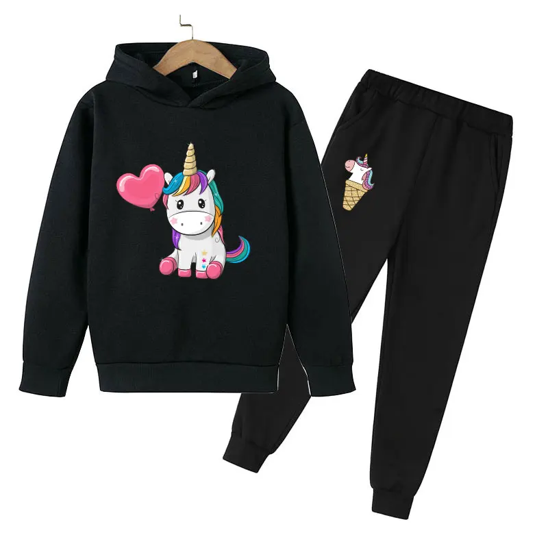 Unicorn Hoodie Children's Hoodie Game Set Autumn Children's Hoodie + Pants 2-Piece Set Girl Cute Girl Sweatshirt 4-14 Years Old hooded hoodie for kids