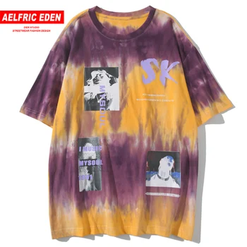 

Aelfric Eden Hip Hop Tie Dye Print T Shirt Men Fashion Streetwear Tshirt 2020 Summer Short Sleeve Casual Cotton Loose Oversized