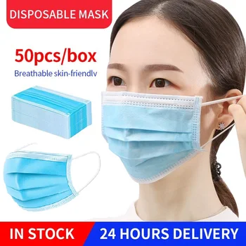 

20 50 100 pcs Disposable Mask 3-layer Face Mouth Mask Non Woven Mask Filter Masks Meltblown Cloth Anti-Dust Masks Earloops Masks
