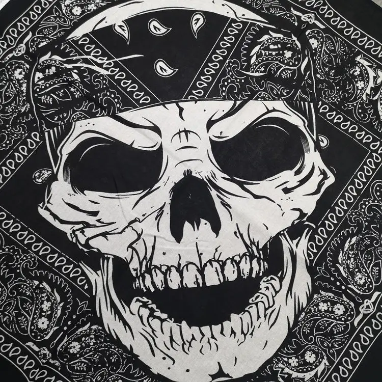 High quality Headtie Square scarf Unisex Bandana Hip Hop Black Paisley skull scarf Headwear Hair Band Scarf Neck Wrist Wrap Band