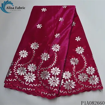 

Alisa African sequins lace fabric with beads and stones 2020 high quality embroidery 5 yards/piece french lace nigerian fabric