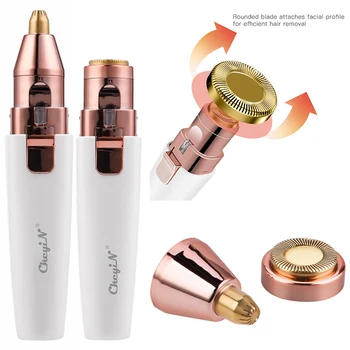 

USB Charging 2 in 1 Eyebrow Epilator Trimmer Femme Make Up Eye Brow Shaper Mini Shaver Razors Portable Facial Hair Remover Blade