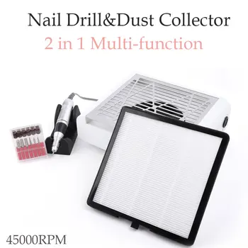 

45000RPM Electric Nail Drill 40W Nail Dust Collector Cleaner Handpiece Manicure Machine File Kit Nail Tools with Nail Drill Bits