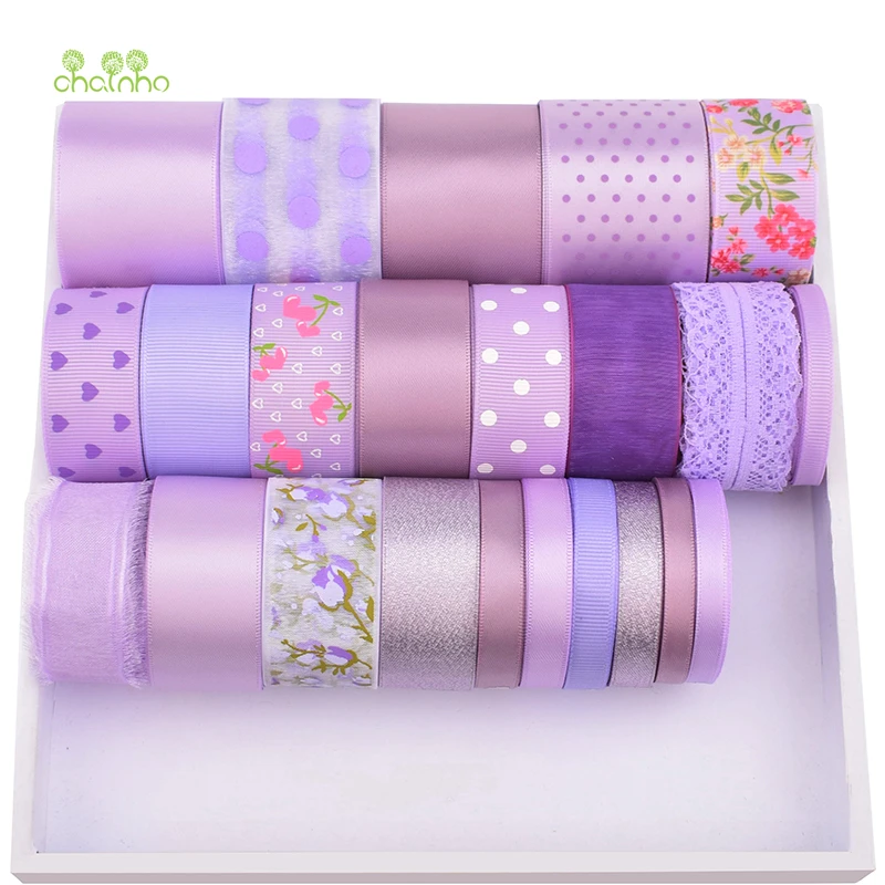 Высокое качество смешанный основной бледно фиолетовый цвет ленты набор для DIY