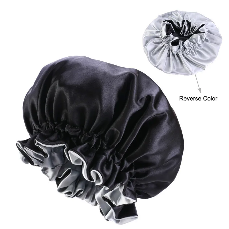 Wholesale Silky Satin Bonnet Hair Cap Double Layer Sleep Night Cap with Invisible Flat Adjusting Button Head Cover Bonnet Hat Wholesale Silky Satin Bonnet Hair Cap Double Layer Sleep Night Cap with Invisible Flat Adjusting Button Head Cover Bonnet Hat