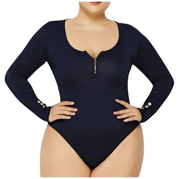 

6XL Women Long Sleeved Sexy Bodysuit Slim Anti-Slip Bottoming Jumpsuits Skinny Body Mujer Plus Size Rompers Summer Overalls