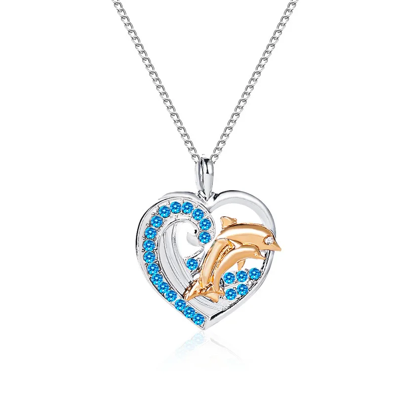 Модное серебряное ожерелье с подвеской в виде рыбки форме сердца для женщин